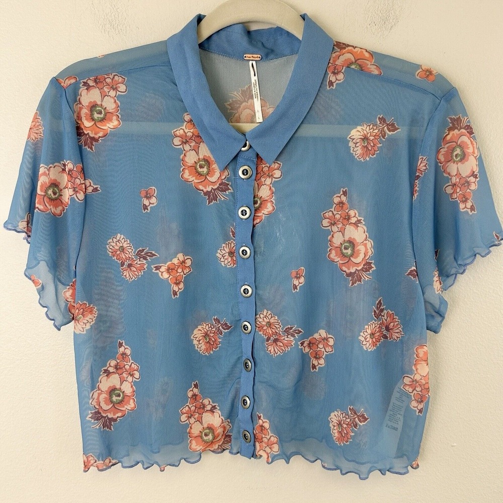 Free People Blue Floral Sheer Skirt Set